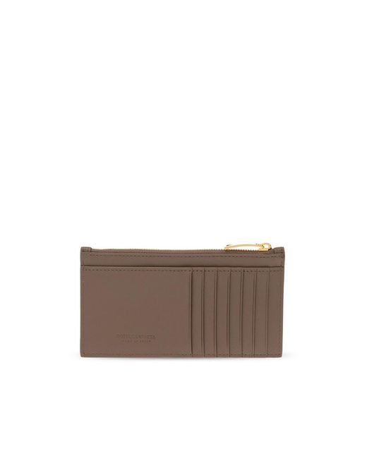 Bottega Veneta Brown Intreccio Zipped Wallet
