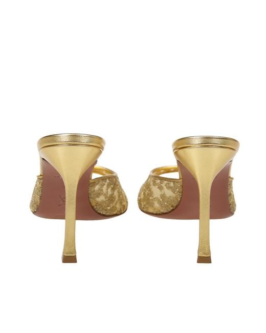 AMINA MUADDI Metallic Round-Toe High-Heeled Sandals