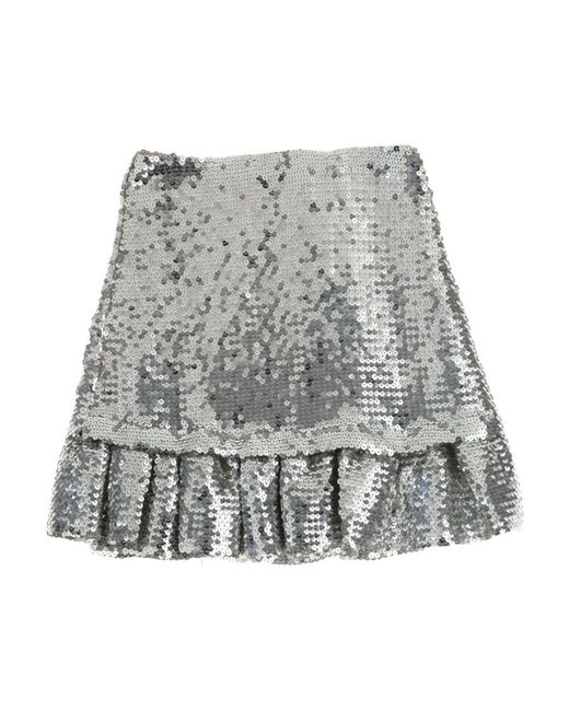 Rabanne Gray Sequin-Embellished Ruffled Mini Skirt