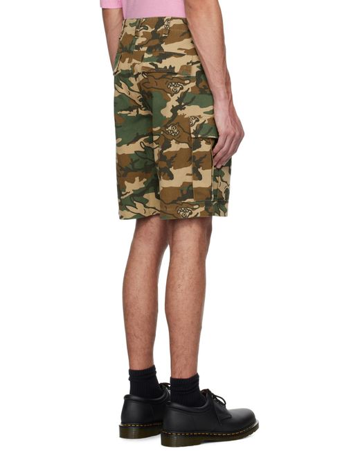 ICECREAM Gray Running Dog Camo Cargo Shorts for men