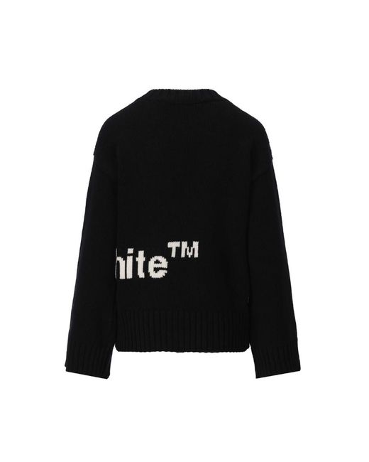 Off-White c/o Virgil Abloh Black Logo-Intarsia Knit Jumper