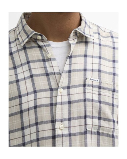 Barbour White Midfield Tartan Regular Short-Sleeved Shirt for men