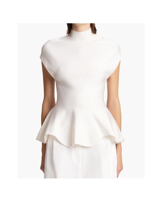 Khaite White Andra Knitted Top
