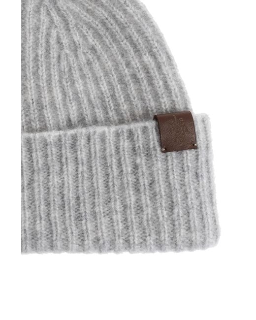 Eleventy Gray Ribbed Beanie Hat for men