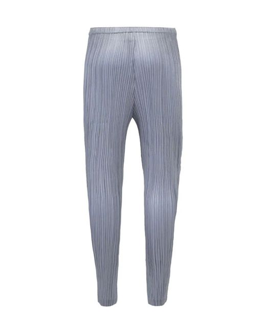 Pleats Please Issey Miyake Blue Plissé-Effect Elasticated-Waist Trousers