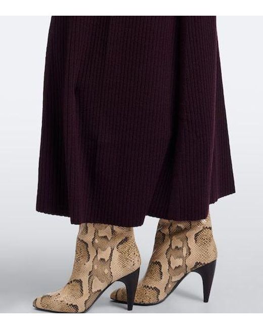 Joseph Purple Ribbed-Knit Midi Skirt