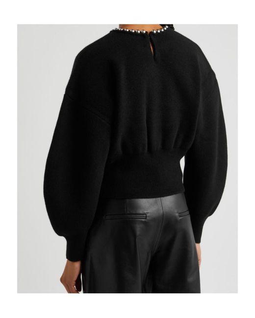Alexander Wang Black Bead-Embellished Wool-Blend Jumper