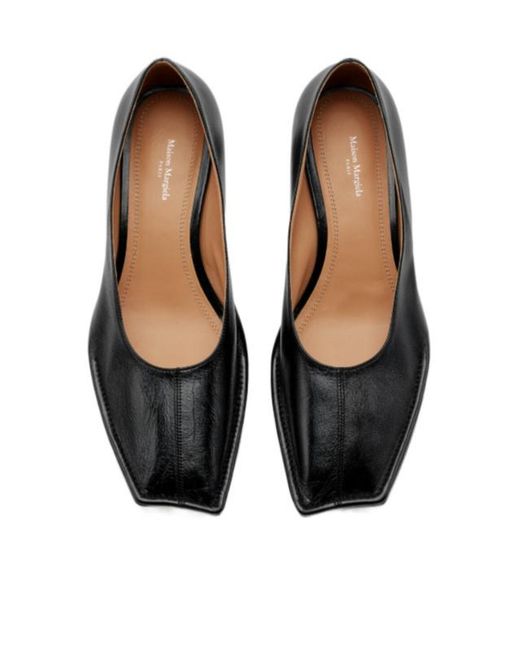 Maison Margiela Black Piped Square-Toe Pumps