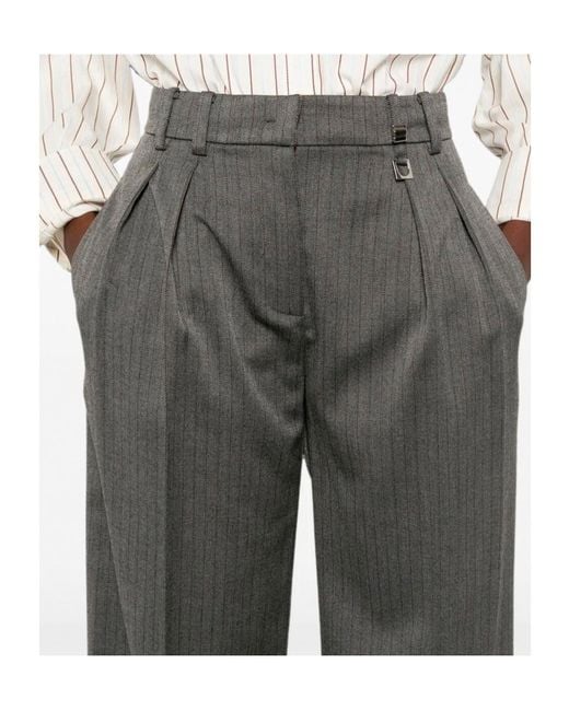 Patrizia Pepe Gray Herringbone Pinstripe Trousers