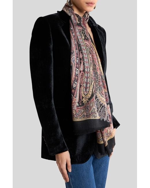 Etro Brown Paisley-Print Cashmere Scarf