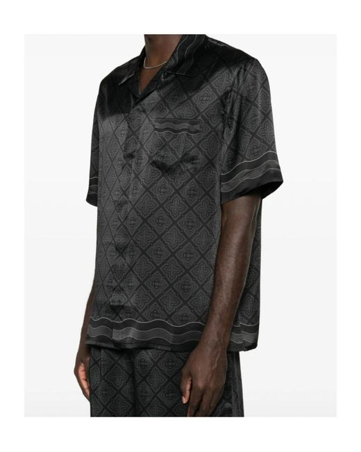 Casablanca Black Radiating Monogram Silk Shirt for men