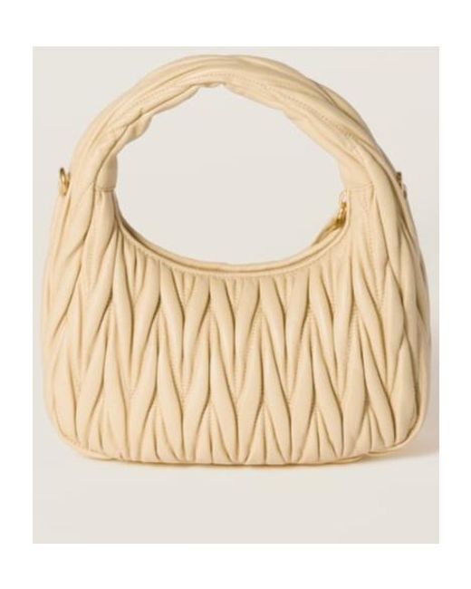 Miu Miu Natural Wander Matelassé Nappa Leather Hobo Bag