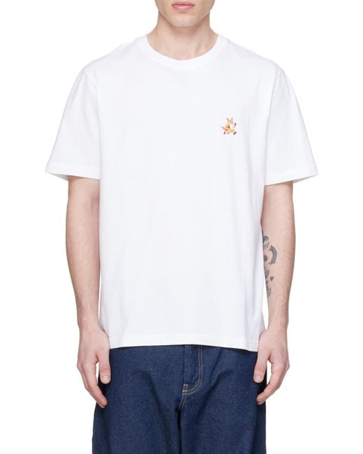 Maison Kitsuné White Maison Kitsuné Speedy Fox Patch Comfort T-Shirt for men