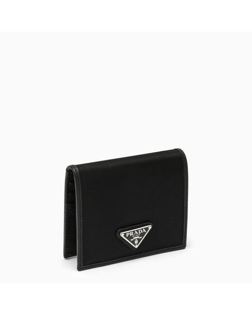 Prada Black Logo Plaque Bi-Fold Wallet for men