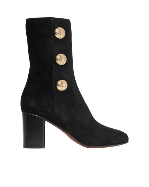 Chloé Black Plain Colour Ankle Boots