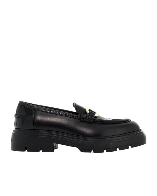 Ferragamo Black Ferragamo Logo-Engraved Mocassins