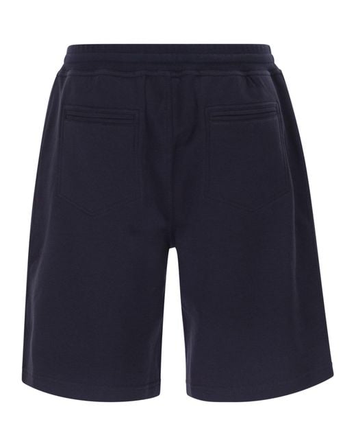 Brunello Cucinelli Blue Zip-Pocket Drawstring Shorts for men