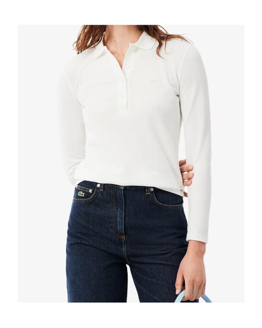Lacoste White Slim Fit L.12.D Stretch Mini Piqué Polo