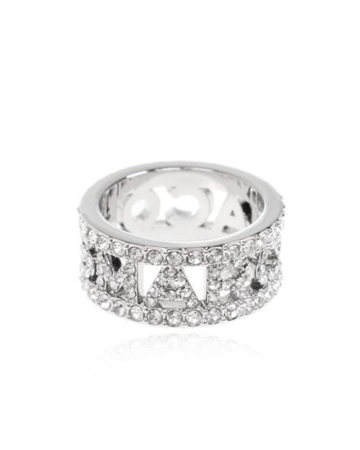 Marc Jacobs White Monogram Pavé Ring