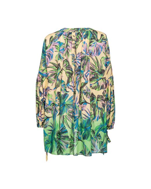 Pinko Green Leaf-Print Blouse