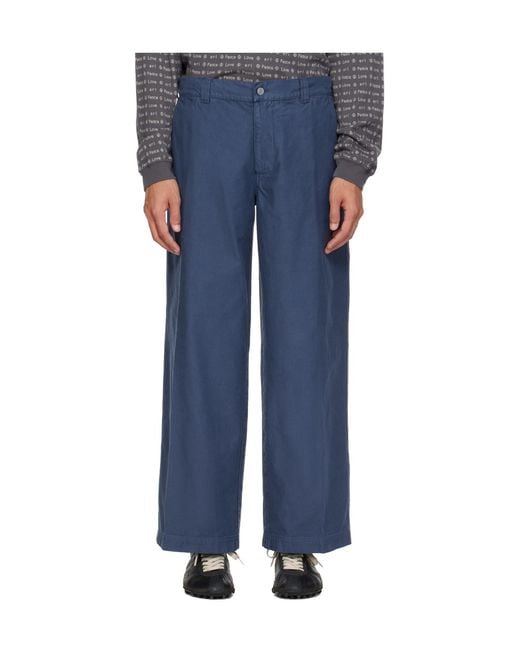 ERL Blue Chino Woven Trousers for men