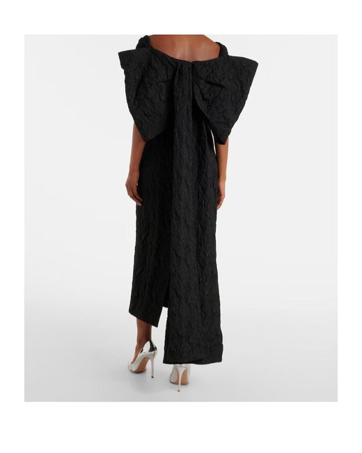 Erdem Black Embroidered Cloque Jacquard Gown