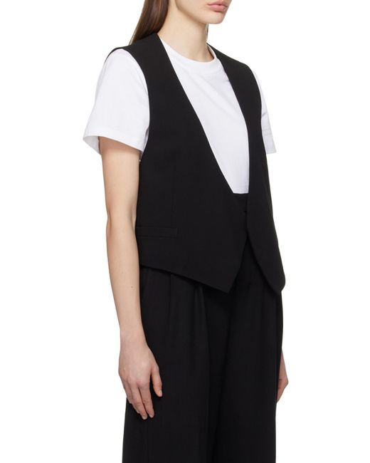 AMI Black Open-Front V-Neck Waistcoat