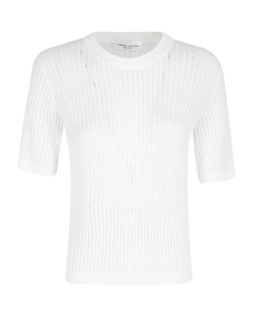 Roberto Collina White Short-Sleeved Knitted Pullover