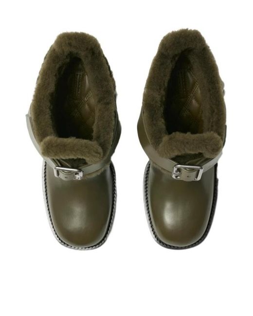 Burberry Green Buckled Round-Toe Ankle Boots