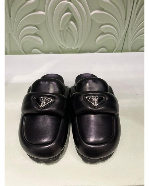 Prada Black Soft Padded Nappa Leather Sabots