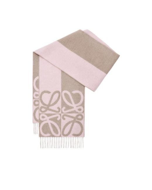 Loewe Pink Anagram Fringed Scarf