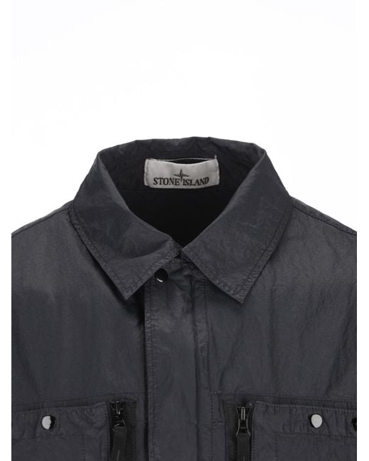 Stone Island Black Utility Zip-Pocket Jacket for men
