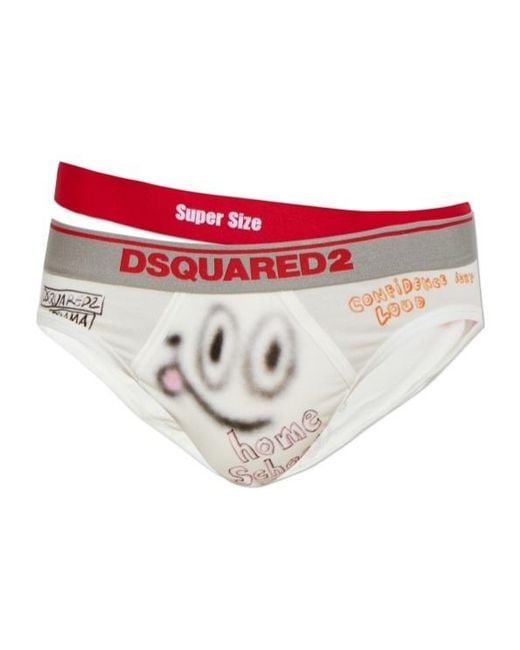 DSquared² White Patterned Triangle Briefs for men
