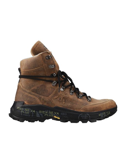 Premiata Brown Lace-Up High-Top Sneakers for men