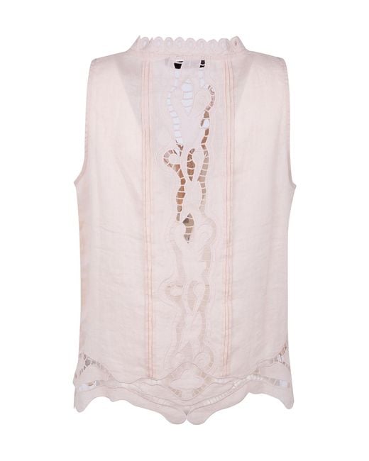 Seventy Pink Lace Tassel Top