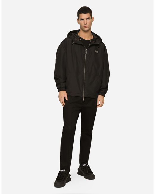 Dolce & Gabbana Black Zippered Hooded Casual Jacket for men