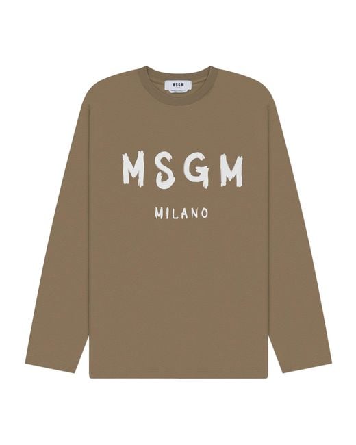 MSGM Natural Long-Sleeved T-Shirt for men