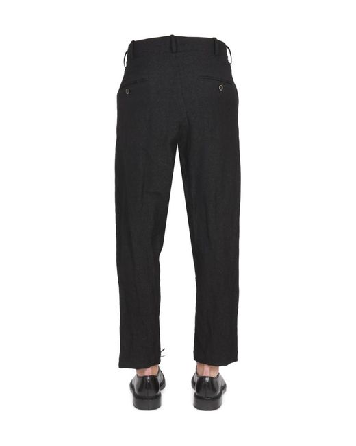 Uma Wang Black Drop Crotch Drawstring Trousers for men