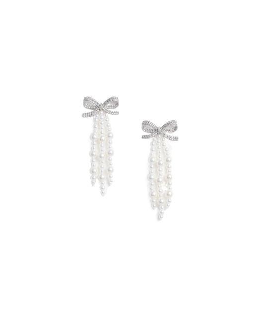Self-Portrait White Bow Embellished Earrings