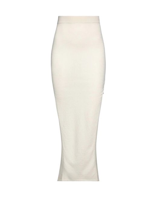 Rick Owens White Cashmere Knit Midi Skirt