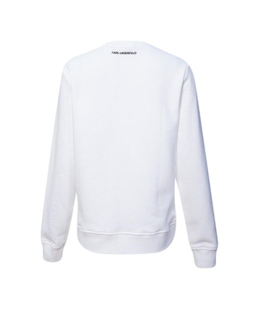 Karl Lagerfeld White Long-Sleeved Sweater With Logo Printing Pattern