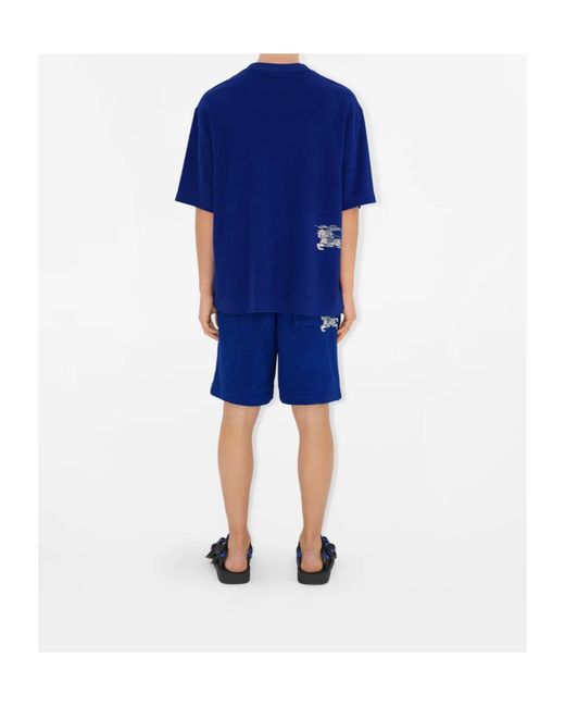 Burberry Blue Ekd-Print Drawstring Shorts for men
