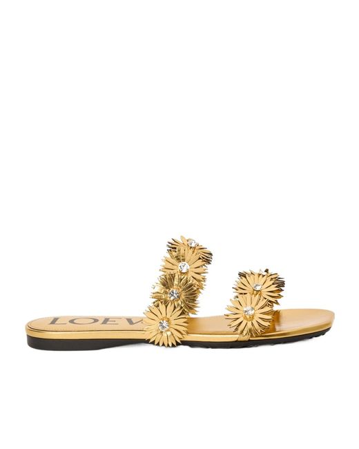 Loewe Metallic X Paula's Ibiza Calfskin Flower Sandals