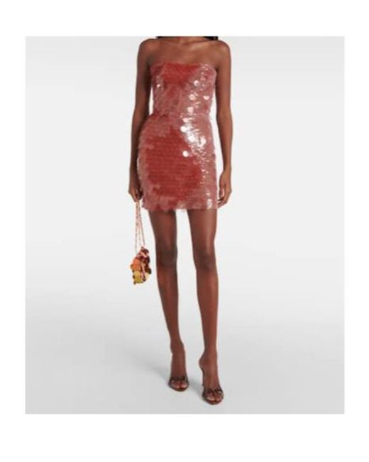 Nensi Dojaka Red Sequined Corset Dress