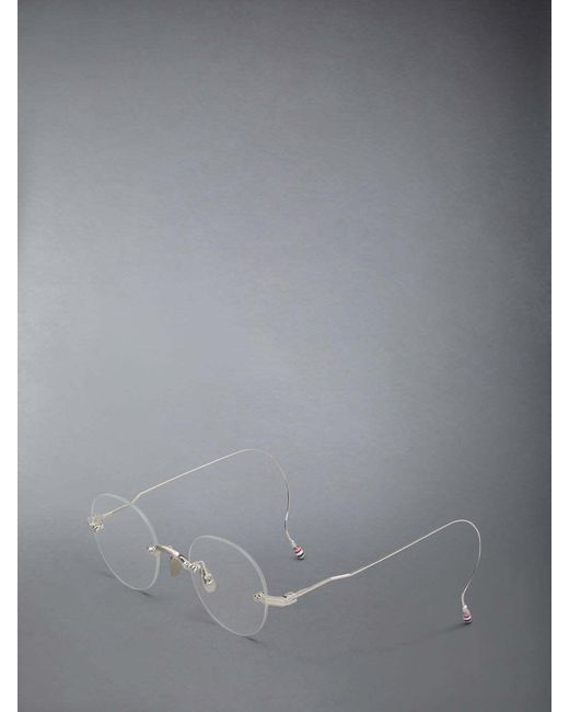 Thom Browne White Eyewear Round Frame Glasses
