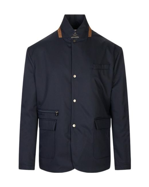Kiton Blue Stand-Up Collar Casual Jacket for men