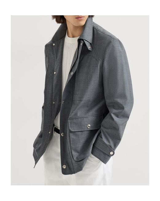 Brunello Cucinelli Gray Wool Jacket for men