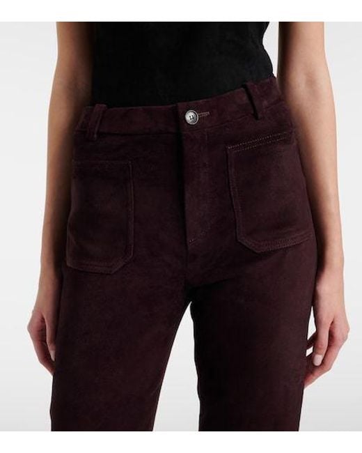 Stouls Purple Laurent Suede Flared Pants