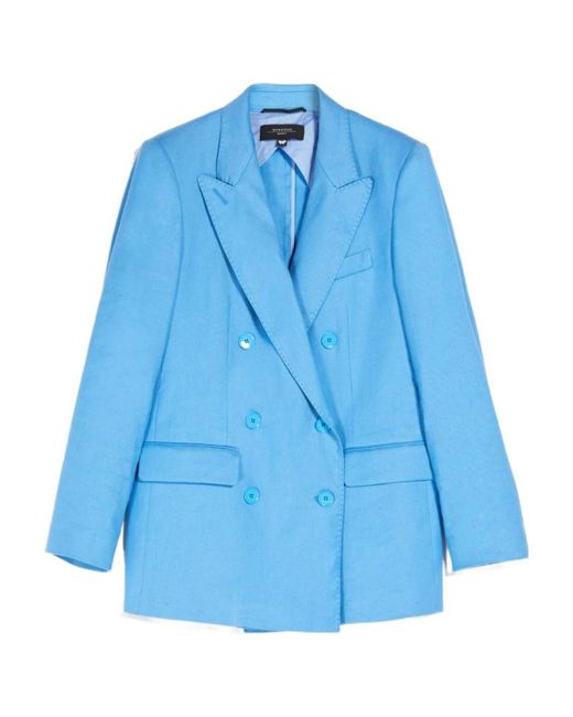 Weekend by Maxmara Blue Double-Breasted Suit Jacket