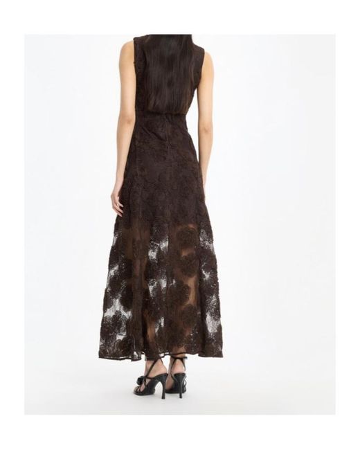 ROTATE BIRGER CHRISTENSEN Black Floral Embroidered Sleeveless Dress